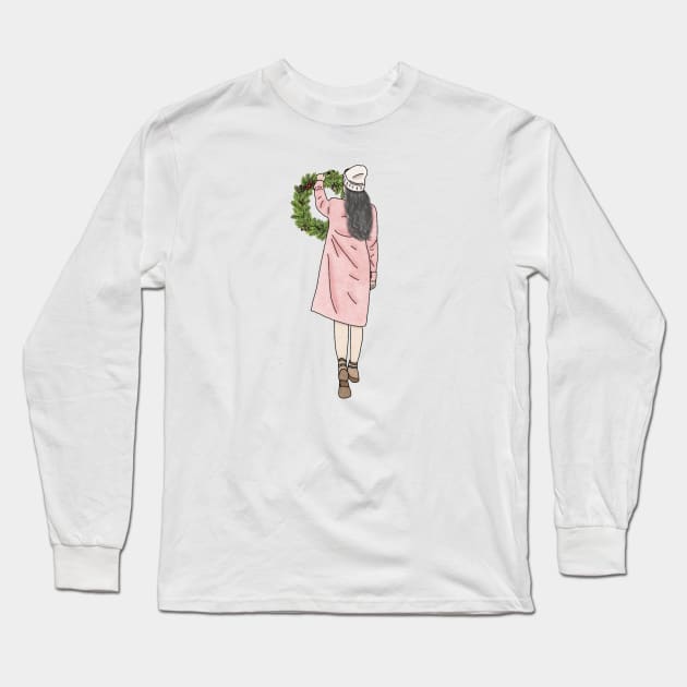 Christmas Wreath (2) Long Sleeve T-Shirt by piscoletters